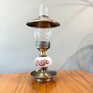 Vintage Hurricane Candle Holder Glass Chimney Brass Base and Shade